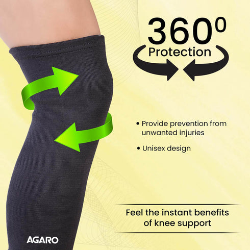 Tubular Stretchable Knee Cap,  Breathable Fabric, Uniform Compression, Relieves Muscle Pain, Joint Pain, Injury Recovery, For Workout, Running, For Men And Women, Small, Black, Pack of 2